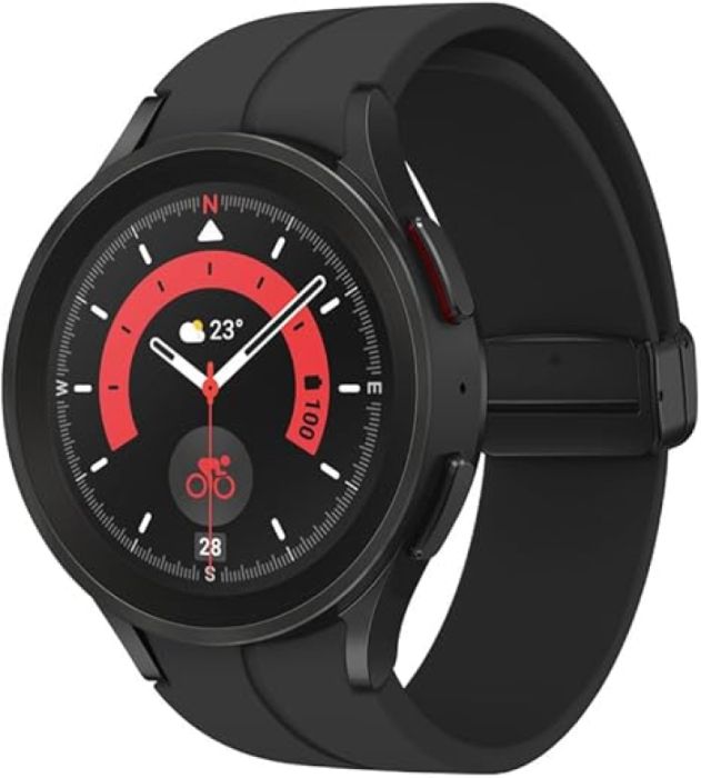 SAMSUNG Galaxy Watch 5 Pro (45mm,WIFI + 4G LTE) 1.4'' Super AMOLED Smartwatch GPS Bluetooth with Sleep Coaching,Bioactive Sensor,Water Resistant R925U (Fast Charger Bundle,Black Titanium) (Renewed)